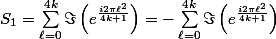 S_1 = \sum\limits^{4k}_{\ell = 0} \Im\left(e^{\frac{i 2\pi \ell^2}{4k + 1}}\right) = - \sum\limits^{4k}_{\ell = 0} \Im\left(e^{\frac{i 2\pi \ell^2}{4k + 1}}\right)